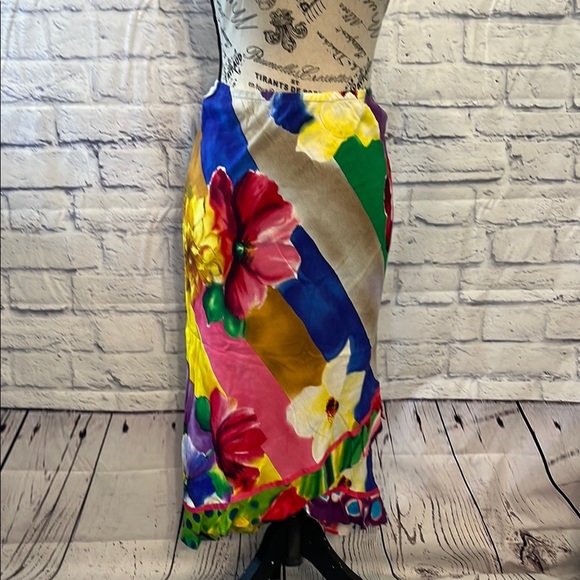 Jams World Floral Skirt Tropical Hawaiian Ruffle Midi Size Medium Colorful - Picture 1 of 7